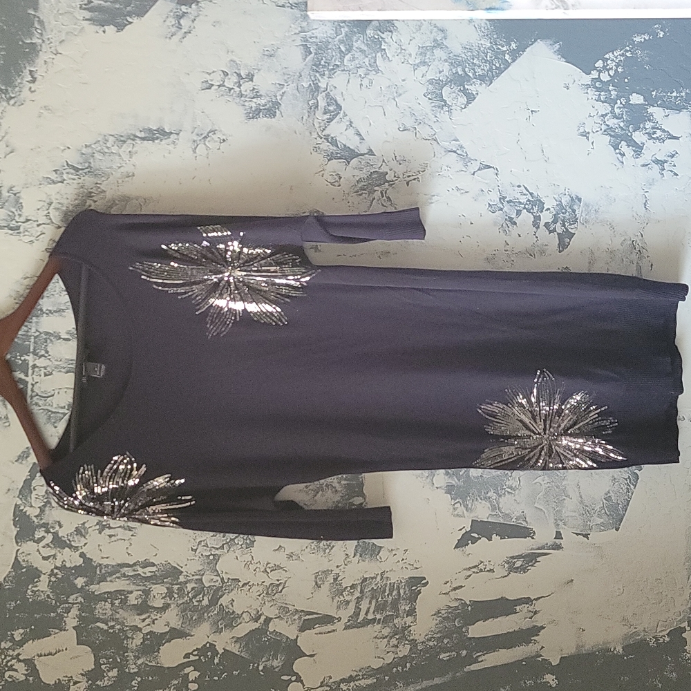 INC Dress with sequins navy blue M